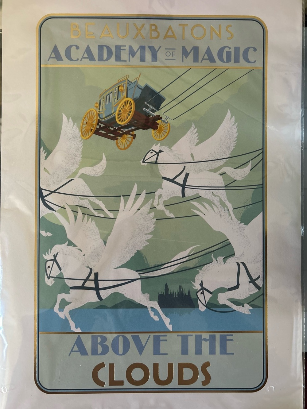 Harry Potter Beauxbatons Poster & Pin Set – Gold Trim